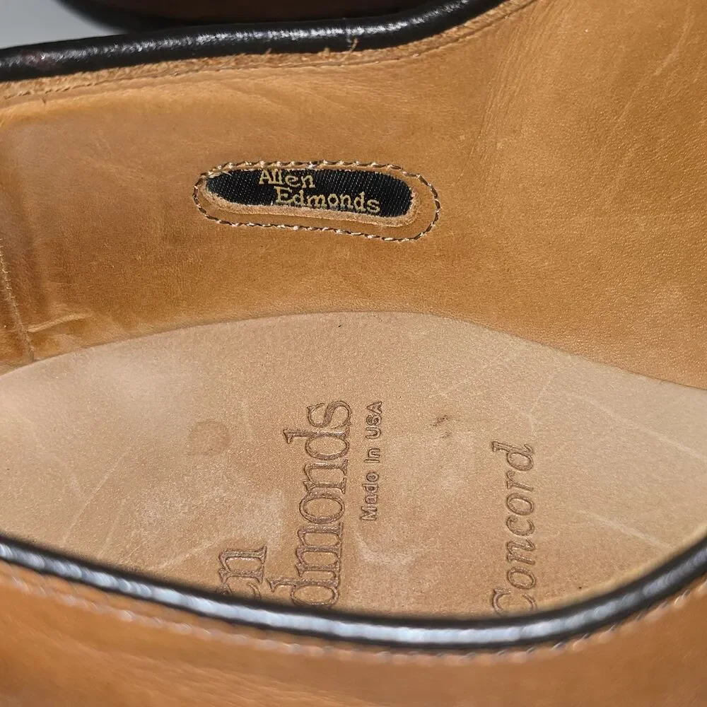 Allen Edmonds Walnut Tan Bicycle Toe Monk Strap Concord US Sz 9D Vintage